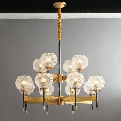 Breton Chandelier 12 heads ? 34.3″ x H 28.3″ / Dia 87cm x H 72cm / Brass Chandelier