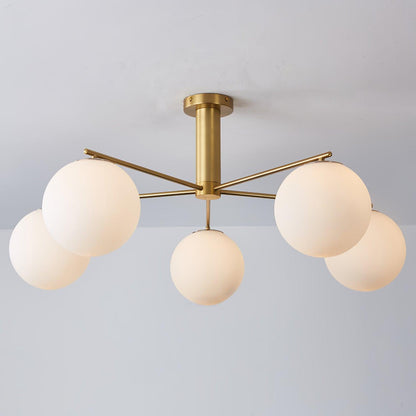 Briette Chandelier Model B Dia 40.6″ x H 15″ / Dia 103cm x H 38cm / Gold & White Chandelier