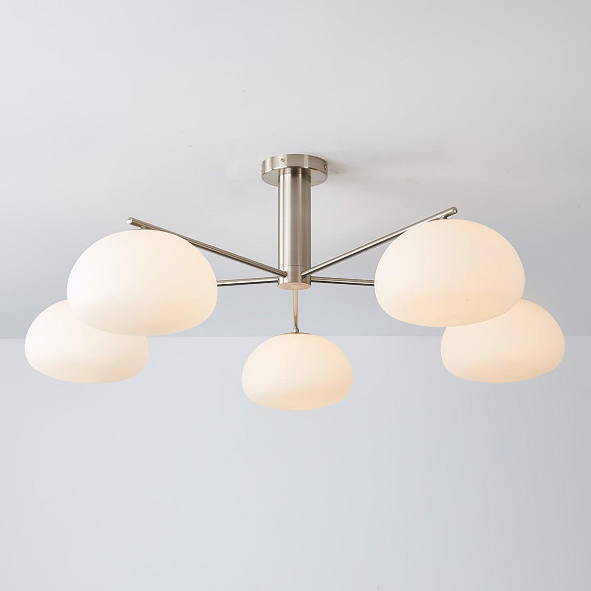 Briette Chandelier Model A Dia 40.6″ x H 15″ / Dia 103cm x H 38cm / Nickel & White Chandelier