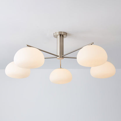 Briette Chandelier Model A Dia 40.6″ x H 15″ / Dia 103cm x H 38cm / Nickel & White Chandelier