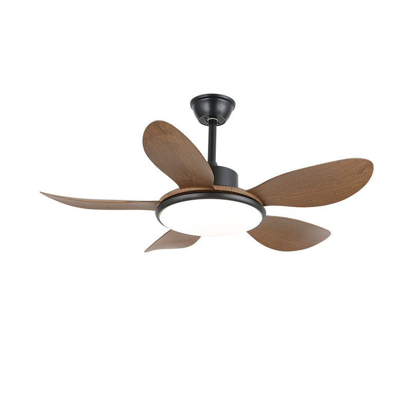 Brinley 48’’/52’’ Ceiling Fan Light Dia 48″ X H 9.8″ / Model A Walnut Wood Grain & Black / Three-Color Changing Light