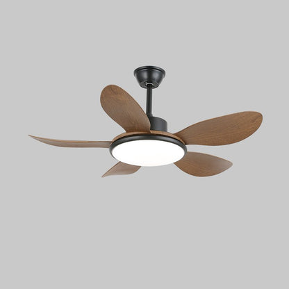 Brinley 48’’/52’’ Ceiling Fan Light Dia 52″ X H 9.8″ / Model A Walnut Wood Grain & Black / Three-Color Changing Light