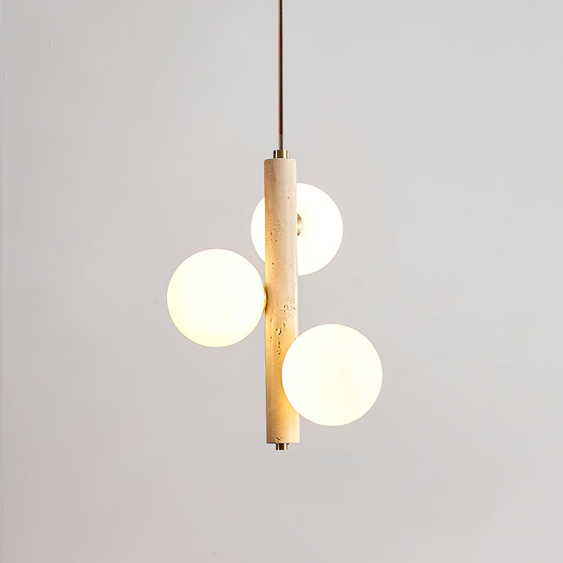 Ball Spheres Pendant Lamp 3-lights: Dia 9.8″ x H 14.6″ / Yellow Travertine pendant Lamp