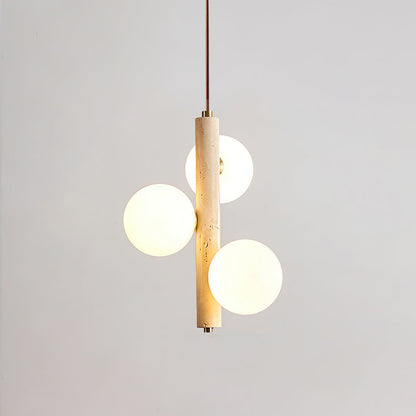 Ball Spheres Pendant Lamp 3-lights: Dia 9.8″ x H 14.6″ / Yellow Travertine pendant Lamp