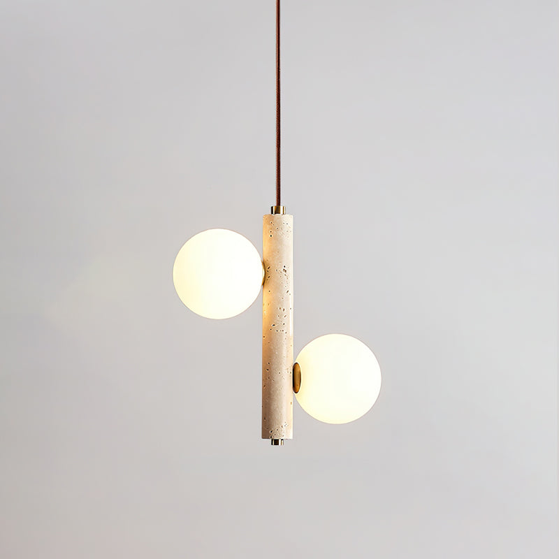 Ball Spheres Pendant Lamp 2-lights: Dia 9.8″ x H 12.6″ / Yellow Travertine pendant Lamp
