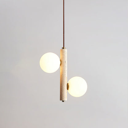 Ball Spheres Pendant Lamp 2-lights: Dia 9.8″ x H 12.6″ / Yellow Travertine pendant Lamp