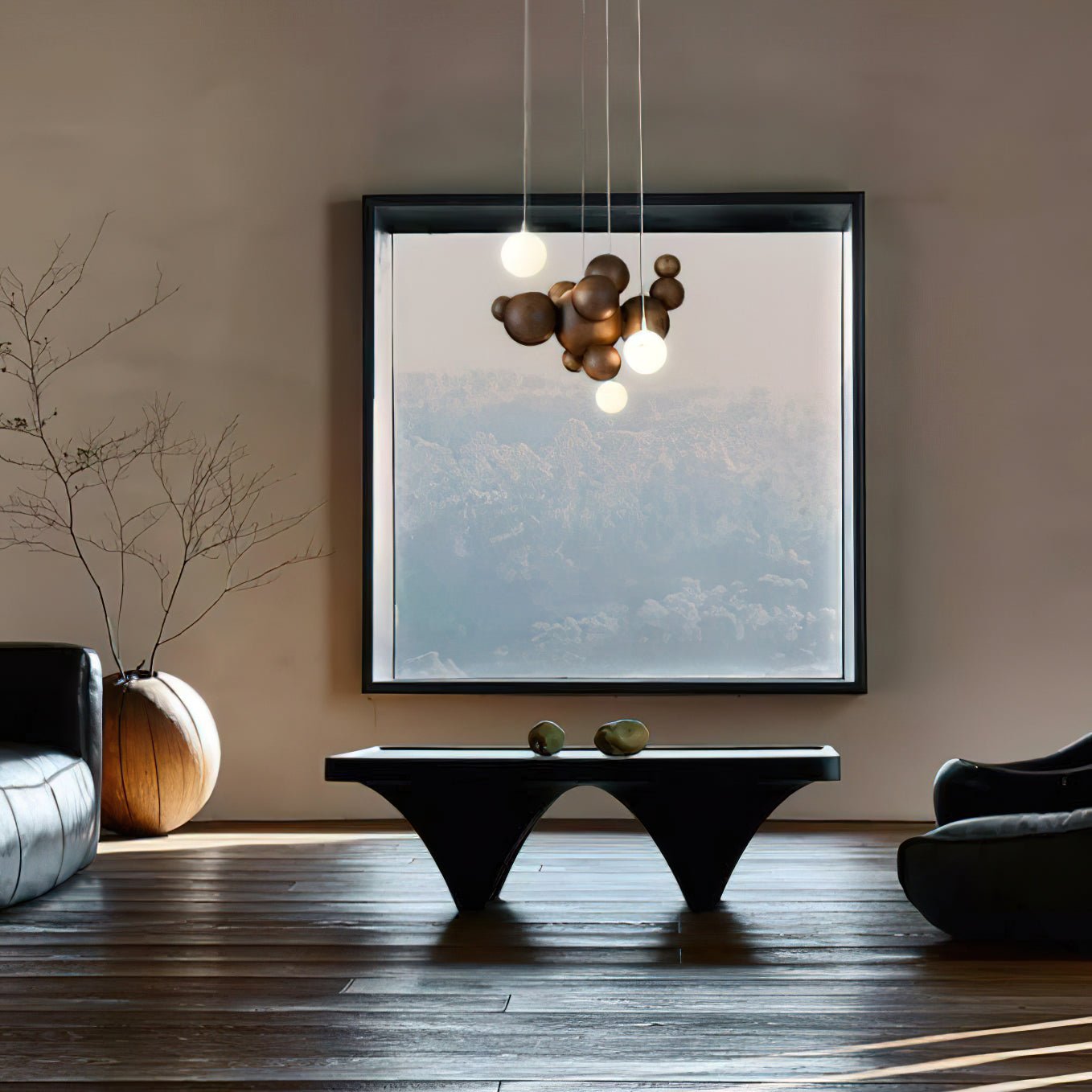 Bubble Wood Balls Chandelier Chandelier
