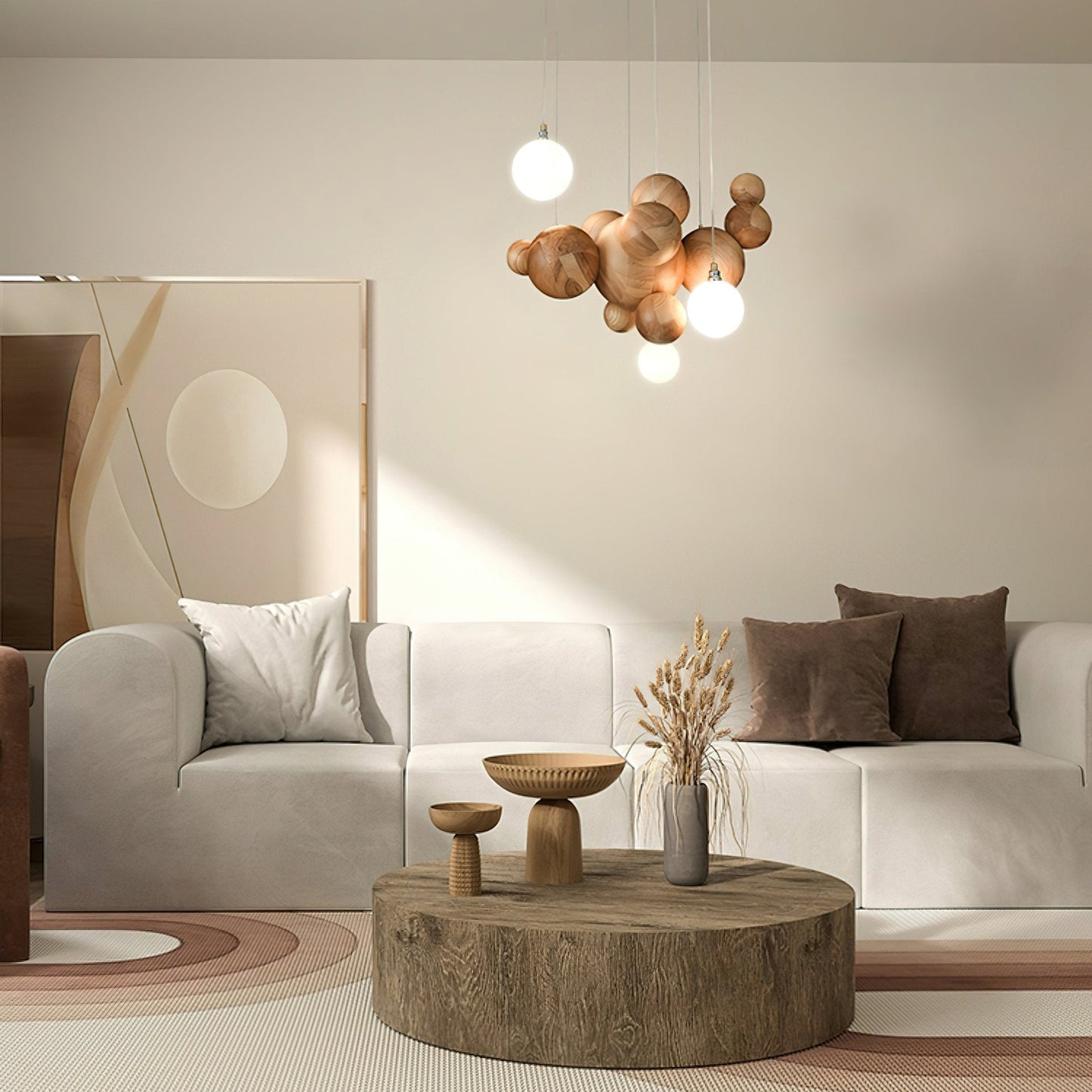 Bubble Wood Balls Chandelier Chandelier