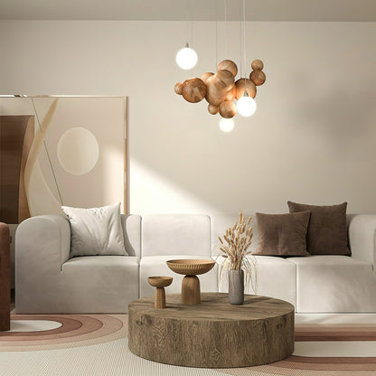 Bubble Wood Balls Chandelier Chandelier
