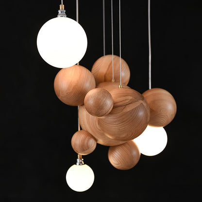Bubble Wood Balls Chandelier Chandelier