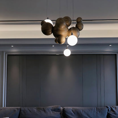 Bubble Wood Balls Chandelier Chandelier