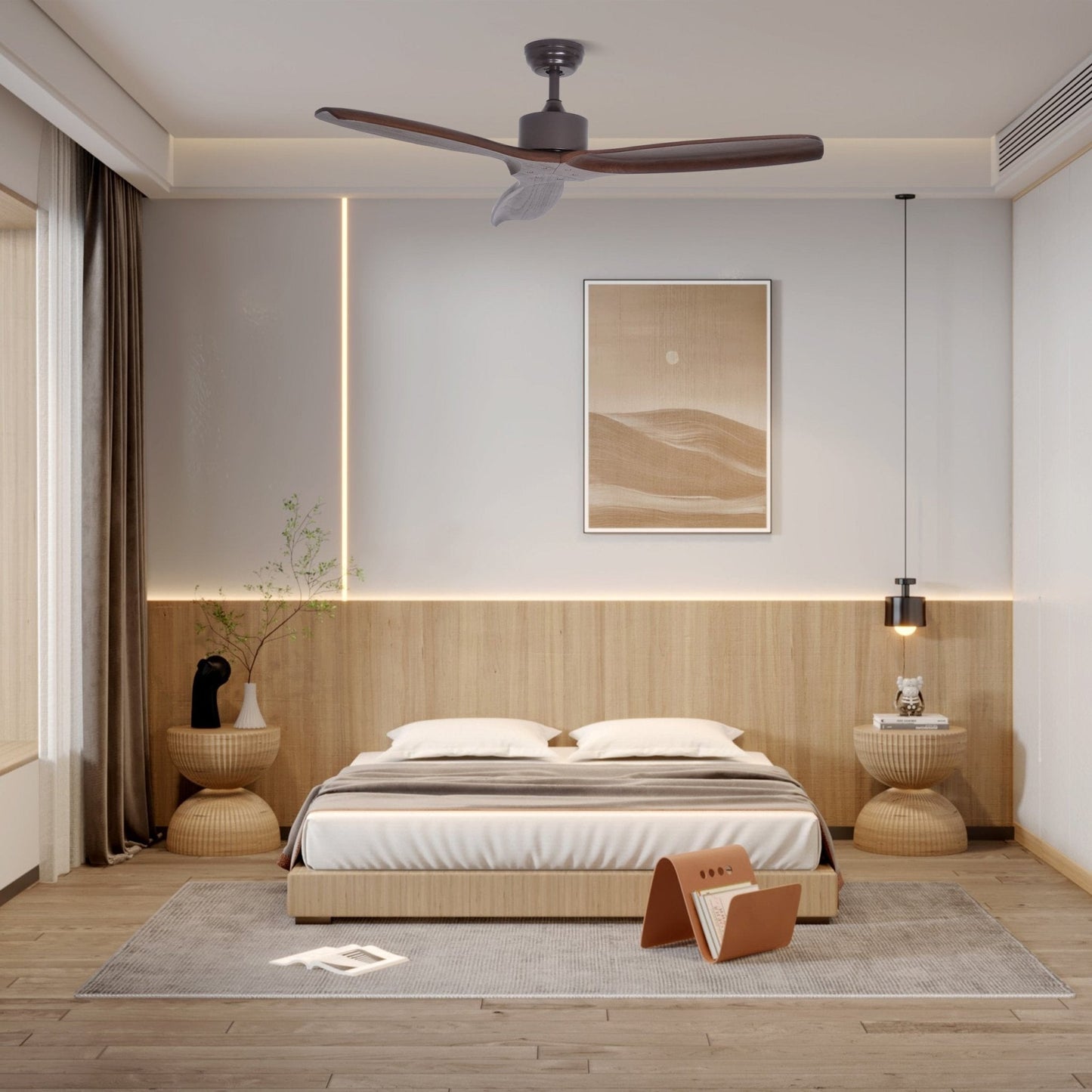 Caesar Kissel 52’’ Ceiling Fan ? 52″ x H 11.8″ / Walnut Wood Grain Ceiling fan light