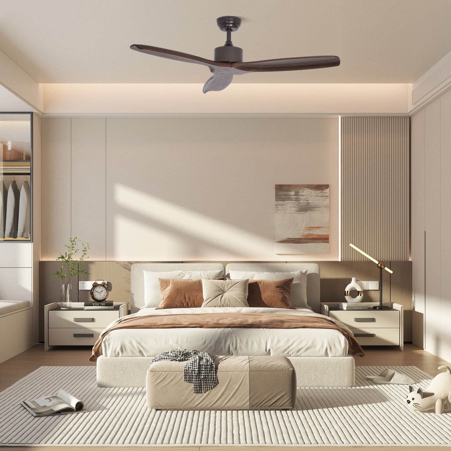 Caesar Kissel 52’’ Ceiling Fan ? 52″ x H 11.8″ / Walnut Wood Grain Ceiling fan light