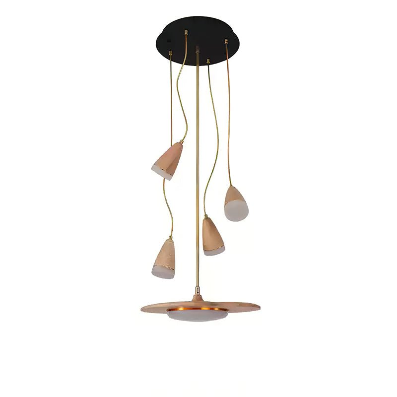 Calder Blossom Chandelier 5 Heads: ? 15’’ x W 39.4’’ / Wood Color / Warm Light Chandelier