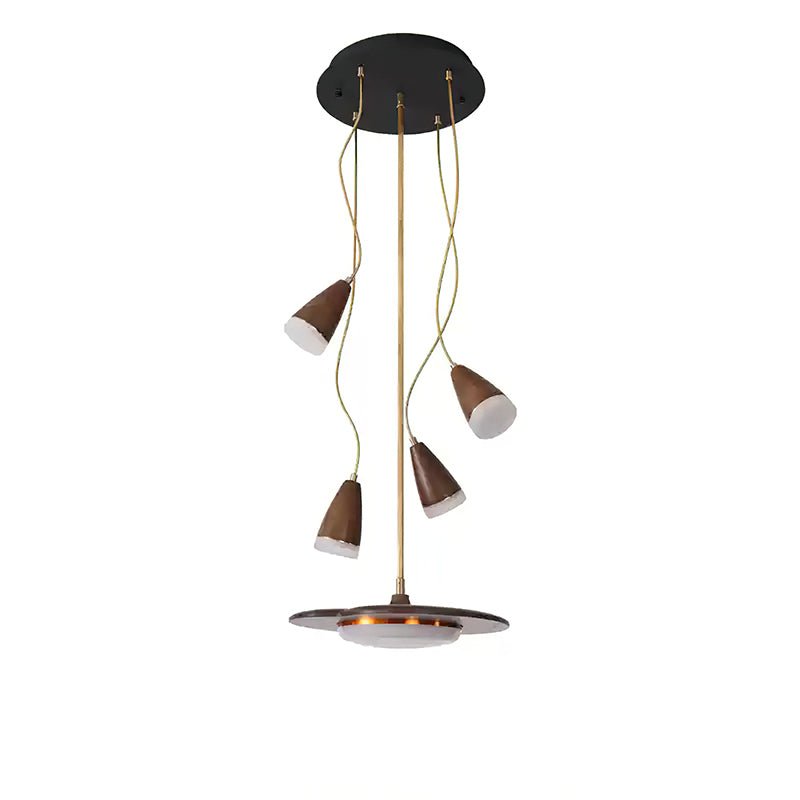 Calder Blossom Chandelier 5 Heads: ? 15’’ x W 39.4’’ / Walnut Color / Warm Light Chandelier
