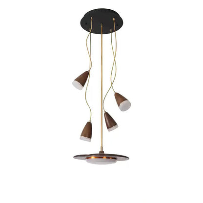 Calder Blossom Chandelier 5 Heads: ? 15’’ x W 39.4’’ / Walnut Color / Warm Light Chandelier