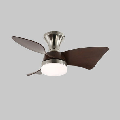 Calix 27’’ Ceiling Fan Light ? 27″ x H 9.8″ / Model B Walnut Wood Grain & Nickel / Three-Color Changing Light Ceiling