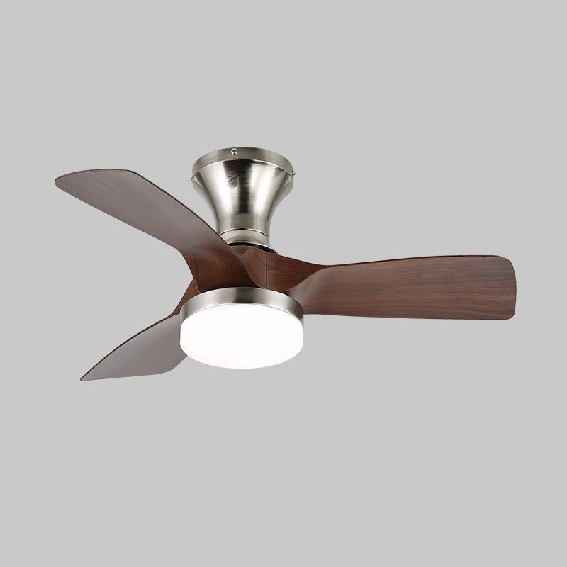 Calix 28’’ Ceiling Fan Light Dia 28″ x H 9.8″ / Model E Walnut Wood Grain & Nickel / Three-Color Changing Light 1001