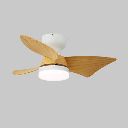 Calix 27’’ Ceiling Fan Light ? 27″ x H 9.8″ / Model A Nature Wood Grain & White / Three-Color Changing Light Ceiling