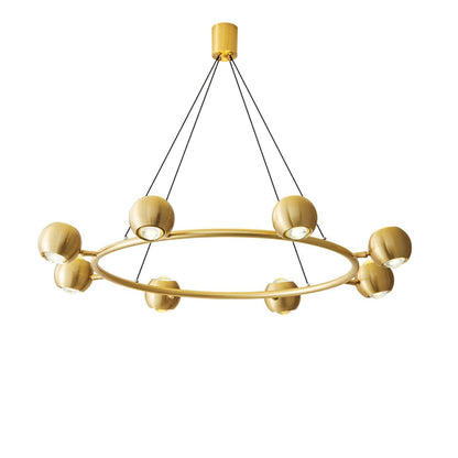 Callisto Chandelier 8heads ? 37.4″ x H 5.9″ / Dia 95cm x H 15cm / Brass / Warm Light Chandelier