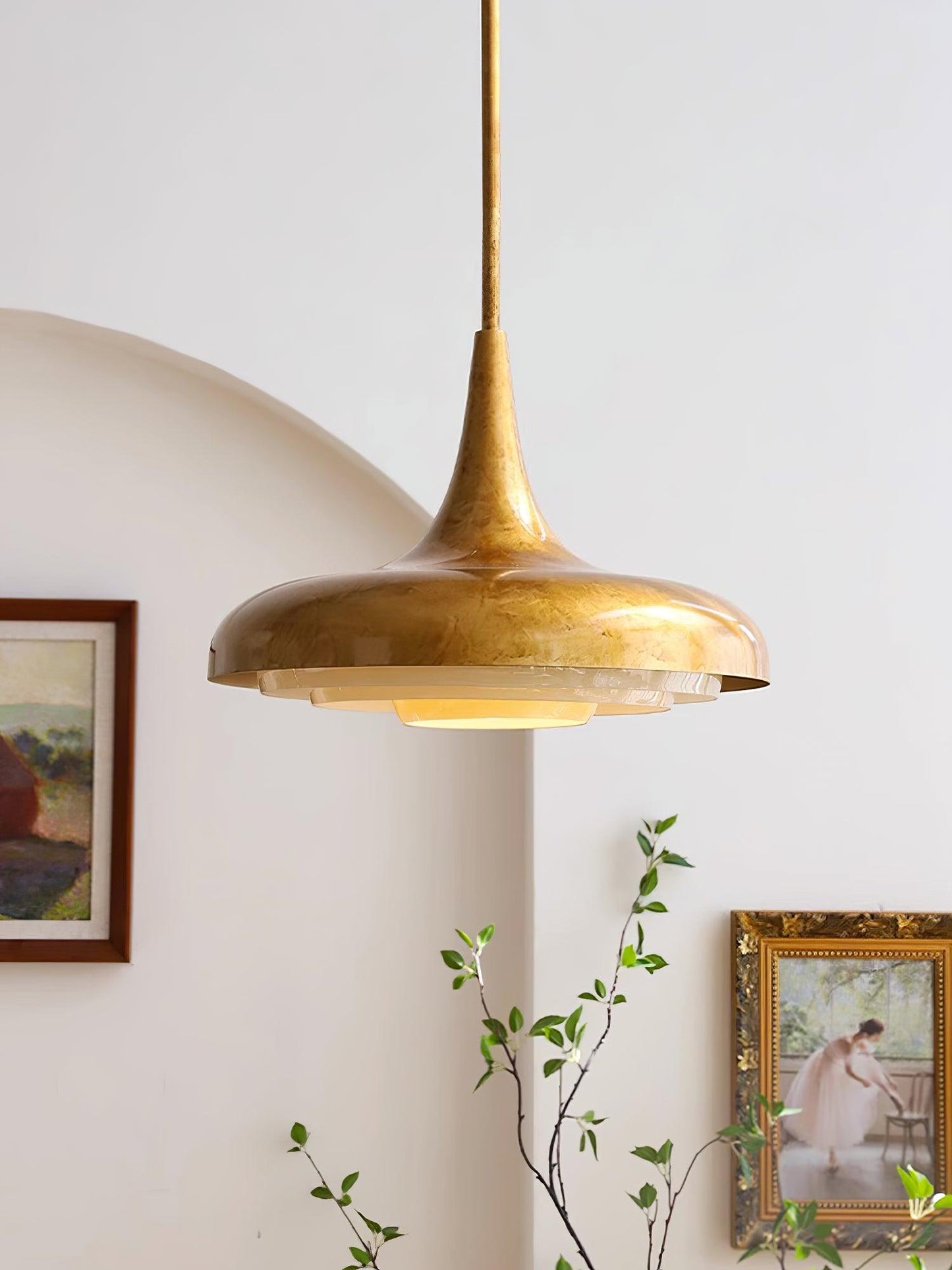 Blossom Pendant Light Dia 17.7″ x H 11.8″ / Dia 45cm x H 30cm / Gold & Creamy yellow Pendant light
