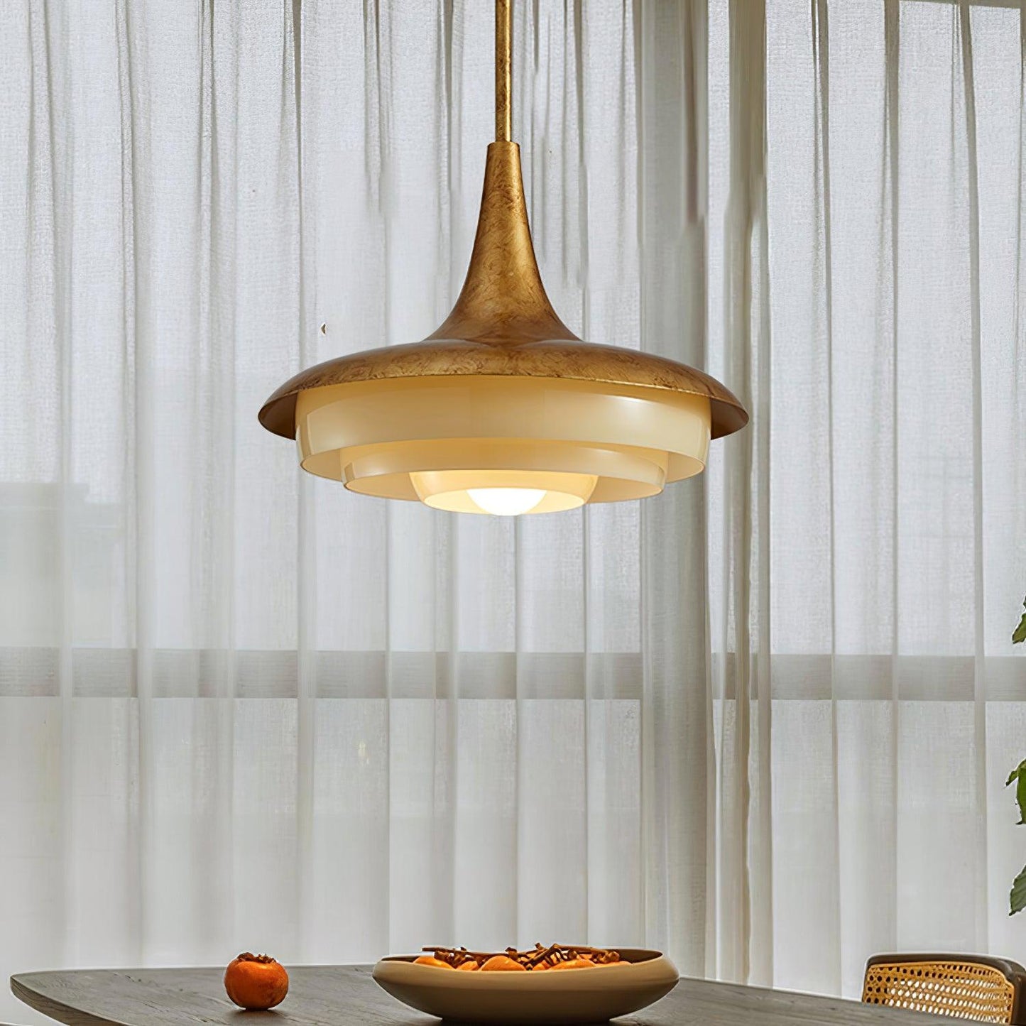 Blossom Pendant Light Dia 17.7″ x H 11.8″ / Dia 45cm x H 30cm / Gold & Creamy yellow Pendant light