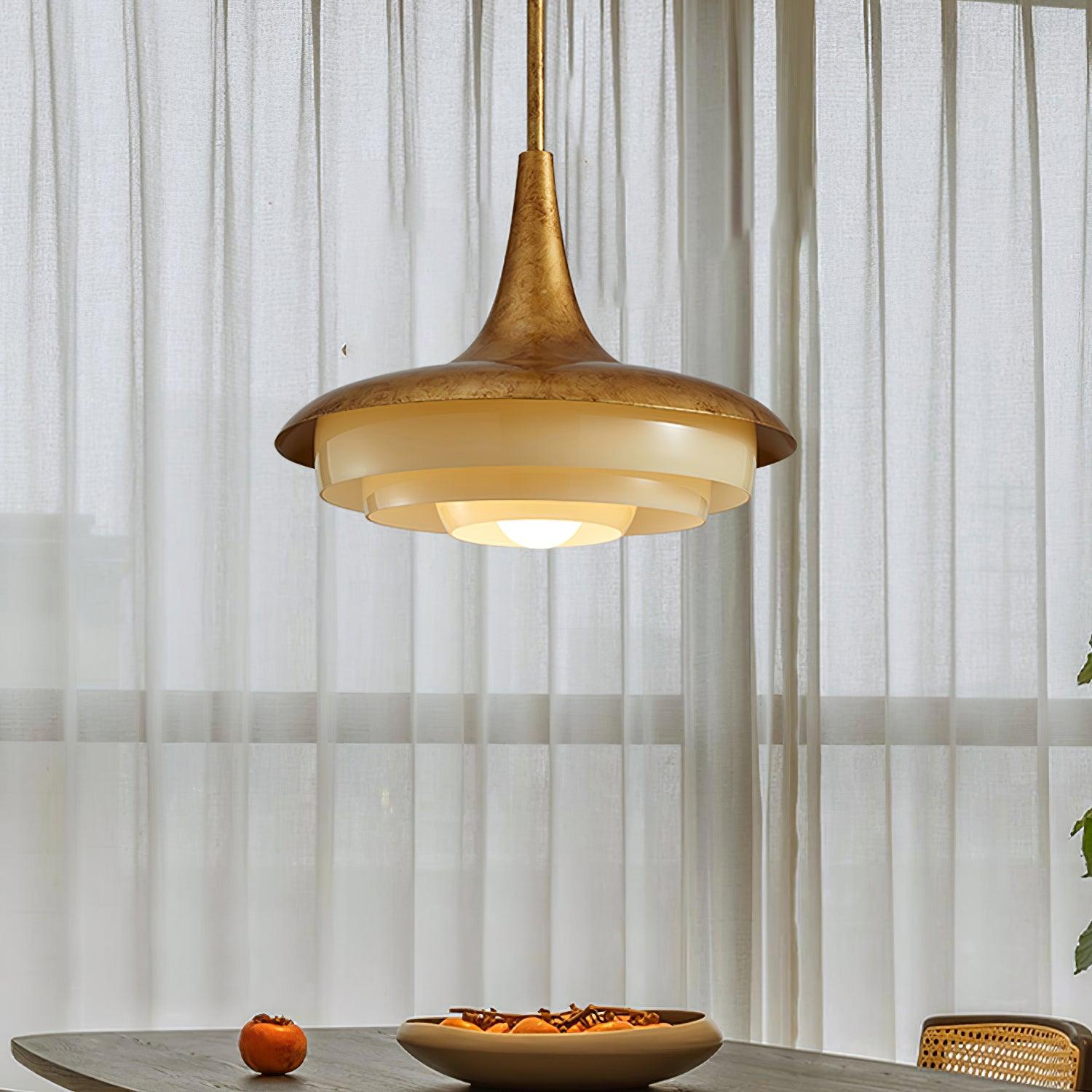 Blossom Pendant Light Dia 17.7″ x H 11.8″ / Dia 45cm x H 30cm / Gold & Creamy yellow Pendant light
