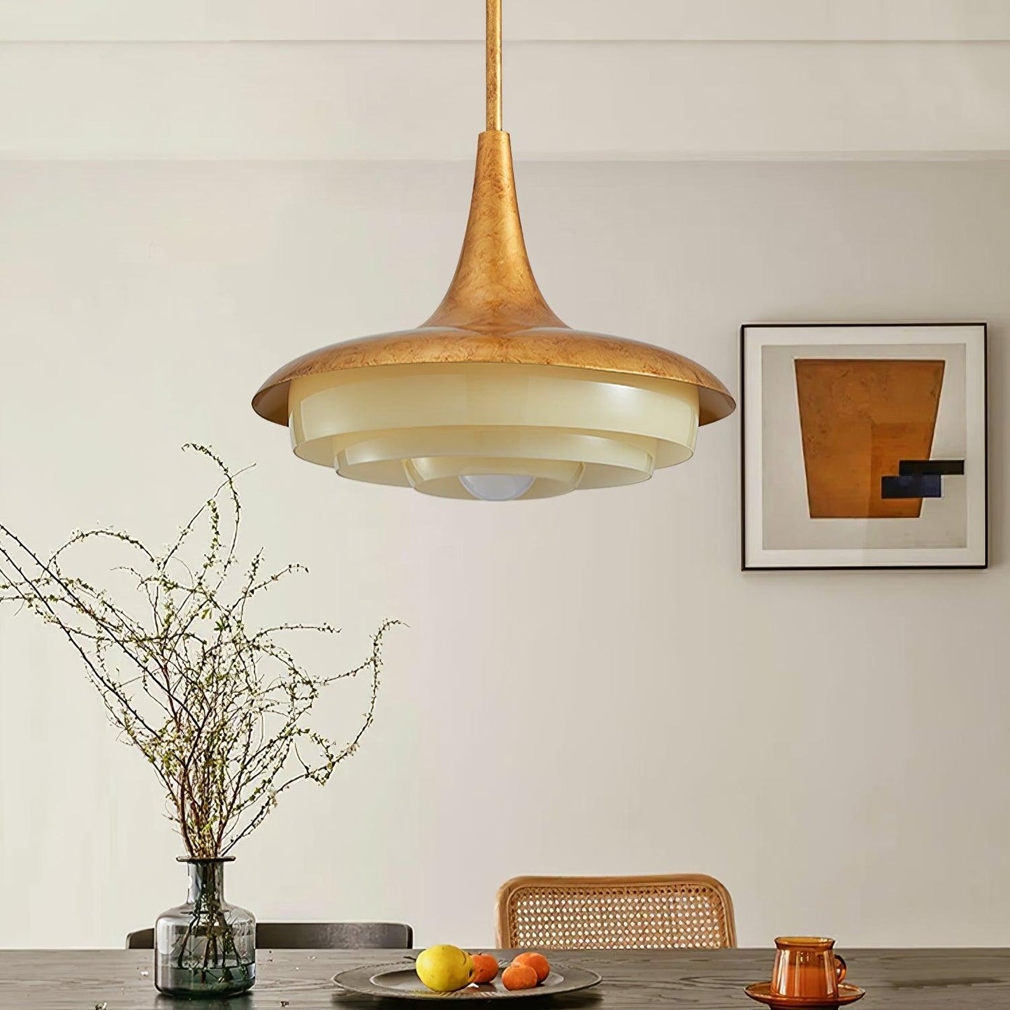 Blossom Pendant Light Dia 17.7″ x H 11.8″ / Dia 45cm x H 30cm / Gold & Creamy yellow Pendant light