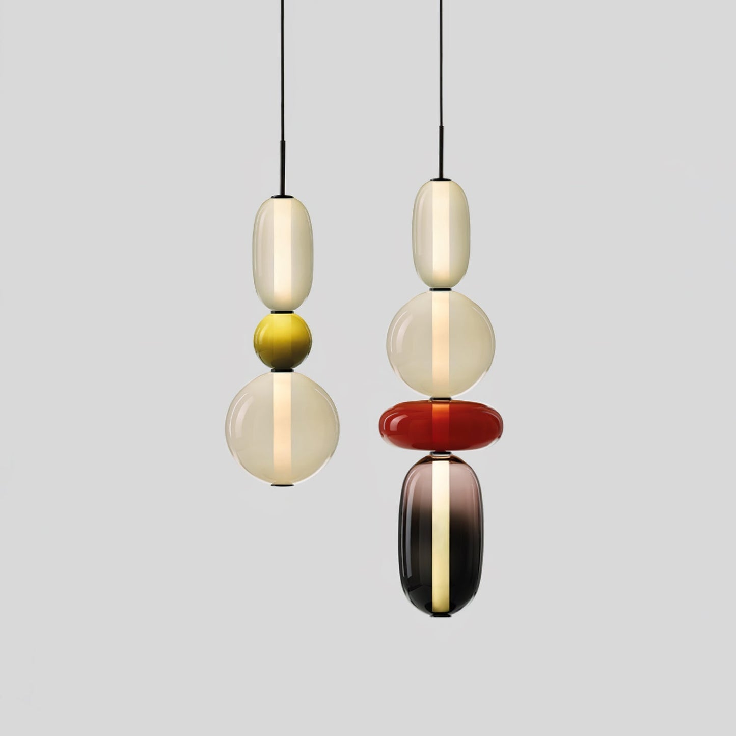 Candied Glass Combo Pendant Light Long canopy 2 heads L 11.8″ x W 4.7″ x H 59″ / Warm Light Pendant light
