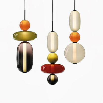 Candied Glass Combo Pendant Light Long canopy 3 heads L 19.7″ x W 4.7″ x H 59″ / Warm Light Pendant light