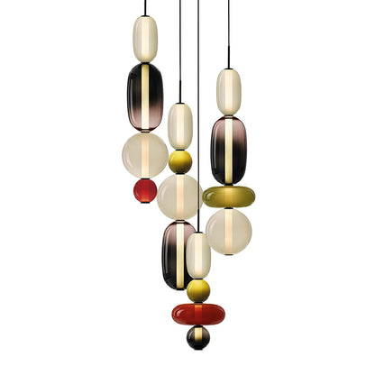 Candied Glass Combo Pendant Light Round canopy 4 heads Dia 19.7″ x H 78.7″ / Warm Light Pendant light