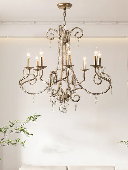 Candle Crystal Chandelier 8 Heads ? 35.4″ x H 29.5″ / Gold & Clear Chandelier
