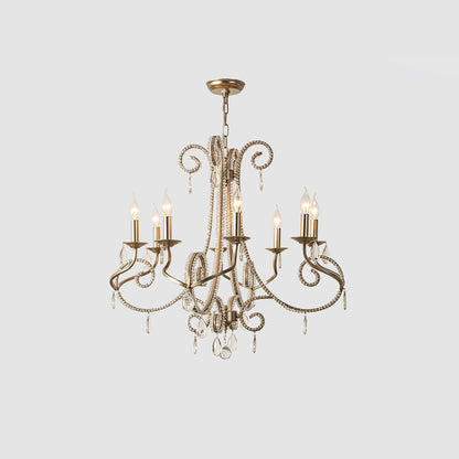 Candle Crystal Chandelier 8 Heads ? 35.4″ x H 29.5″ / Gold & Clear Chandelier