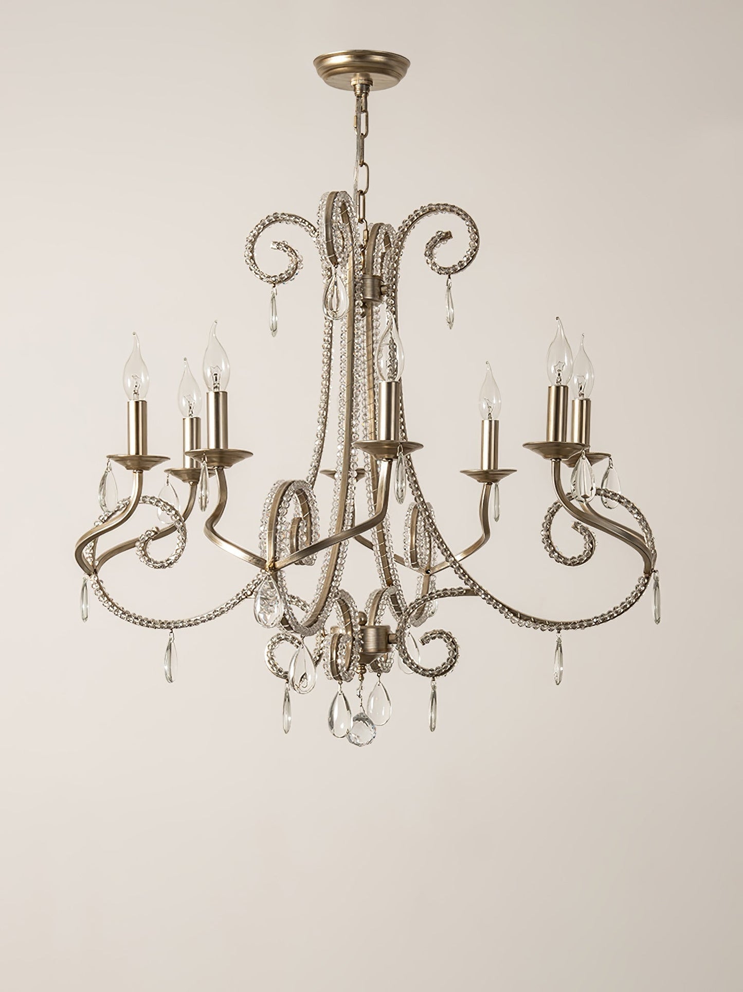 Candle Crystal Chandelier 8 Heads ? 35.4″ x H 29.5″ / Gold & Clear Chandelier