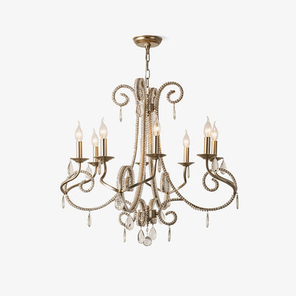 Candle Crystal Chandelier 8 Heads ? 35.4″ x H 29.5″ / Gold & Clear Chandelier