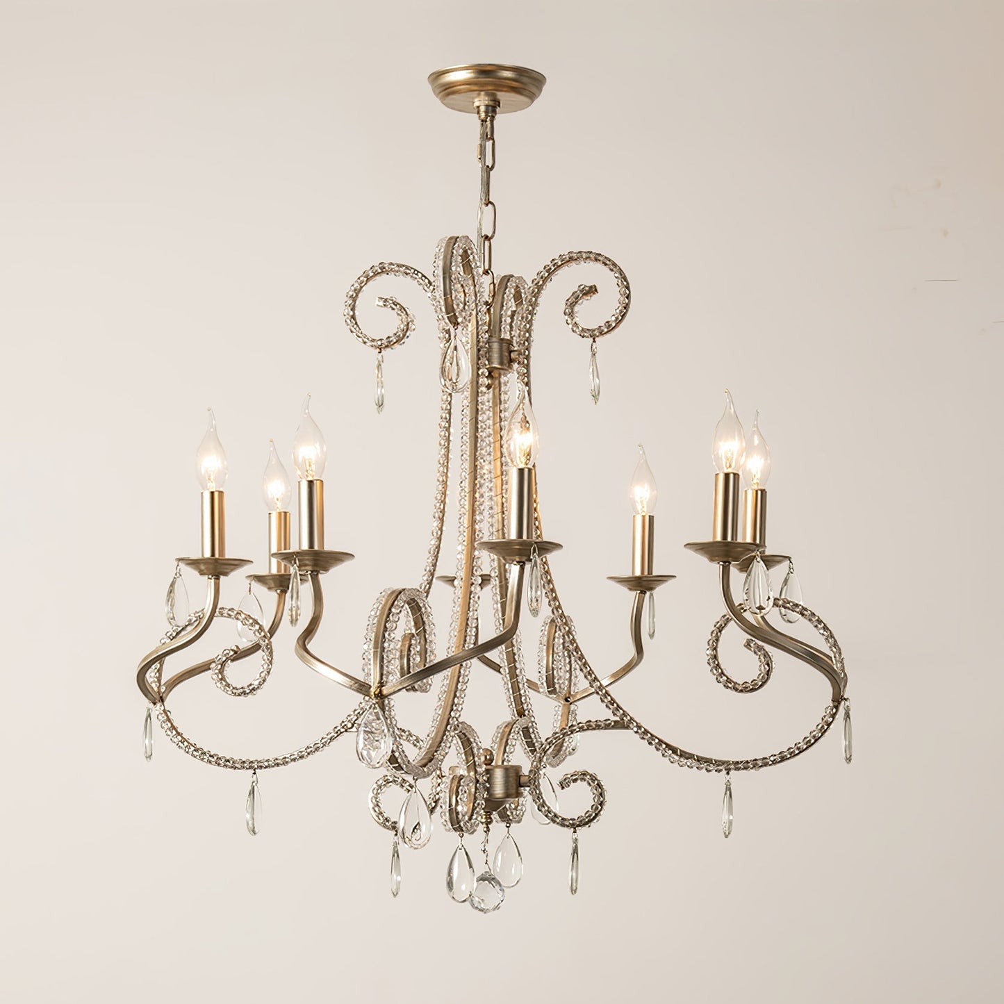 Candle Crystal Chandelier 8 Heads ? 35.4″ x H 29.5″ / Gold & Clear Chandelier
