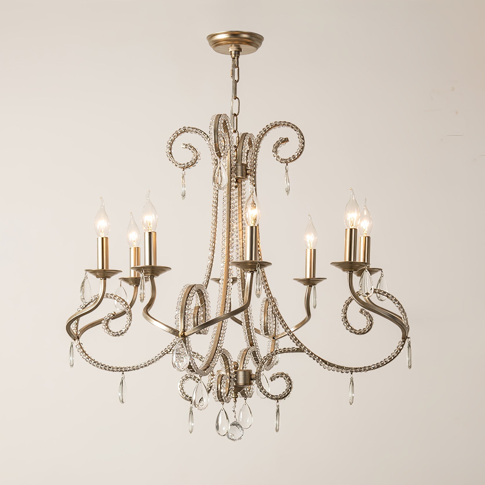 Candle Crystal Chandelier 8 Heads ? 35.4″ x H 29.5″ / Gold & Clear Chandelier