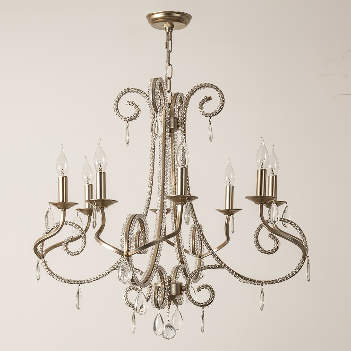 Candle Crystal Chandelier 8 Heads ? 35.4″ x H 29.5″ / Gold & Clear Chandelier