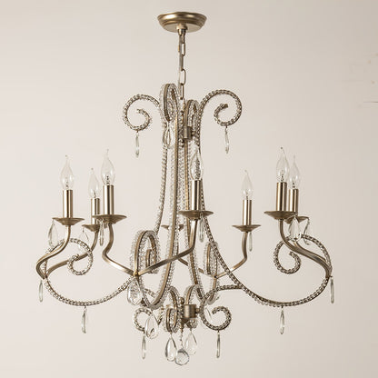 Candle Crystal Chandelier 8 Heads ? 35.4″ x H 29.5″ / Gold & Clear Chandelier