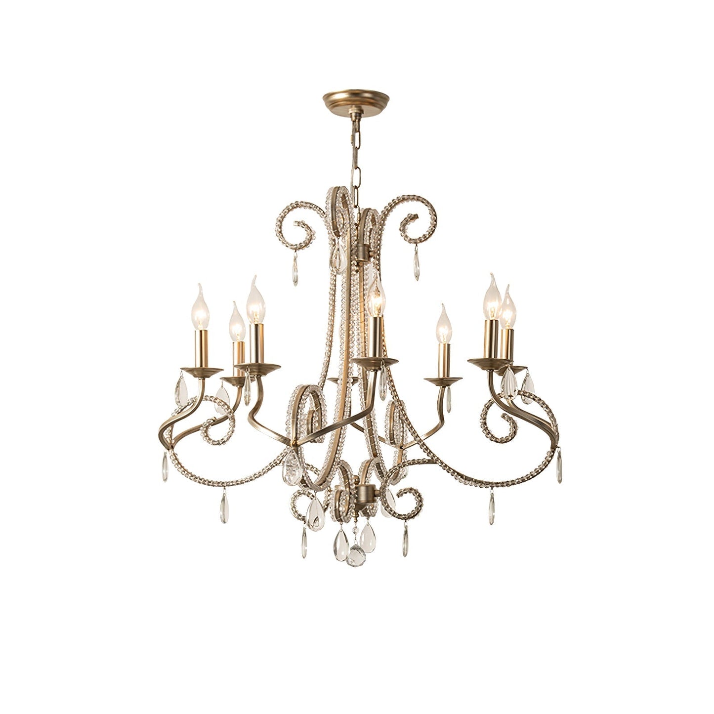 Candle Crystal Chandelier 8 Heads ? 35.4″ x H 29.5″ / Gold & Clear Chandelier