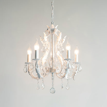Candle Holder Chandelier 5 heads Φ 25.6″ x H 23.6″ / Dia 65cm x H 60cm / White Chandelier