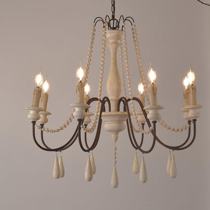 Candle Style Beaded Chandelier 8heads Φ 32.7″ x H 31.1″ / Dia 83cm x H 79cm / Imitation white Chandelier