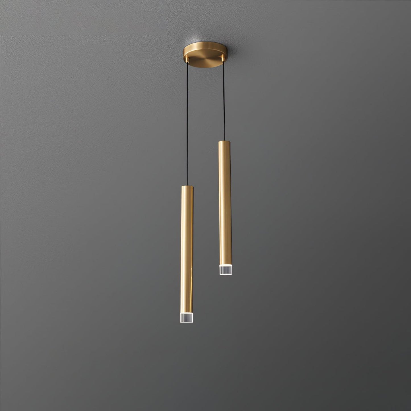 Candles Pendant Lamp 2 Heads Dia 1.6″ x H 15.7″ / Dia 4cm x H 40cm / Brass Pendant light