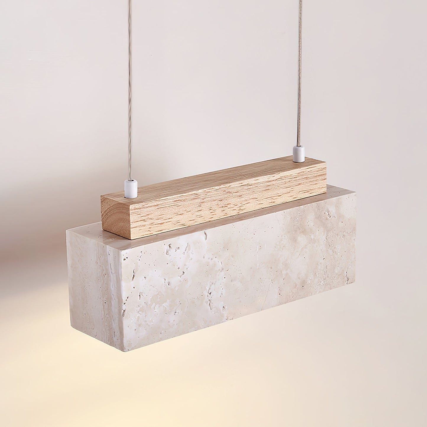 Canyon Crest Pendant Lamp L 9.1″ x W 2.8″ x H 3.9″ / Yellow Travertine & Wood Color / Warm Light pendant Lamp