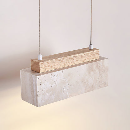 Canyon Crest Pendant Lamp L 9.1″ x W 2.8″ x H 3.9″ / Yellow Travertine & Wood Color / Warm Light pendant Lamp