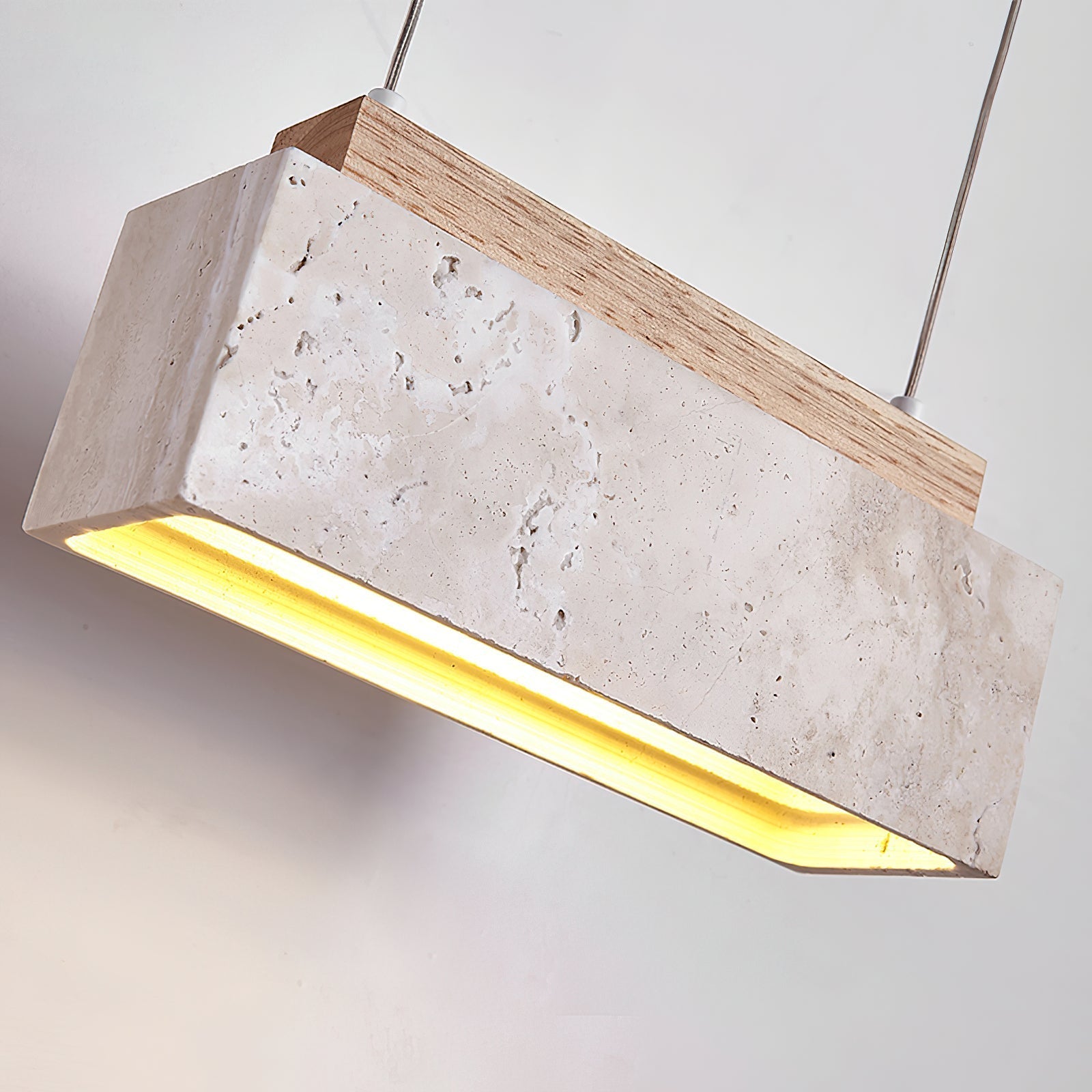 Canyon Crest Pendant Lamp L 9.1″ x W 2.8″ x H 3.9″ / Yellow Travertine & Wood Color / Warm Light pendant Lamp