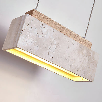 Canyon Crest Pendant Lamp L 9.1″ x W 2.8″ x H 3.9″ / Yellow Travertine & Wood Color / Warm Light pendant Lamp