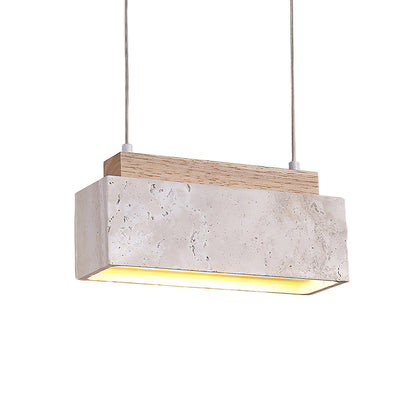 Canyon Crest Pendant Lamp L 9.1″ x W 2.8″ x H 3.9″ / Yellow Travertine & Wood Color / Warm Light pendant Lamp