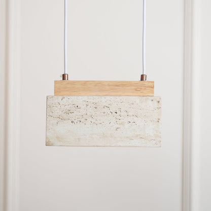 Canyon Crest Pendant Lamp L 9.1″ x W 2.8″ x H 3.9″ / Yellow Travertine & Wood Color / Warm Light pendant Lamp