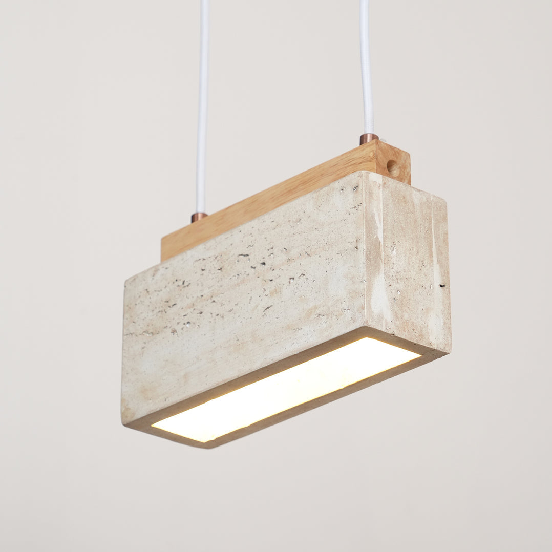 Canyon Crest Pendant Lamp L 9.1″ x W 2.8″ x H 3.9″ / Yellow Travertine & Wood Color / Warm Light pendant Lamp